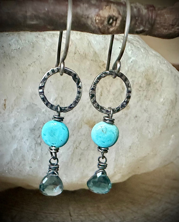 Topaz and Turquoise Earrings by Karen Gilbert