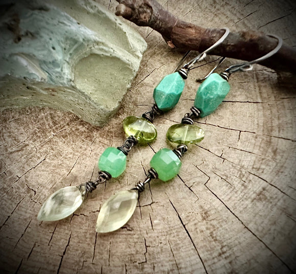 Green and Turquoise Earrings by Karen Gilbert