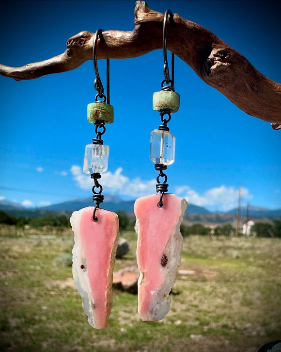 Pink Peruvian Opal Earrings by Karen Gilbert