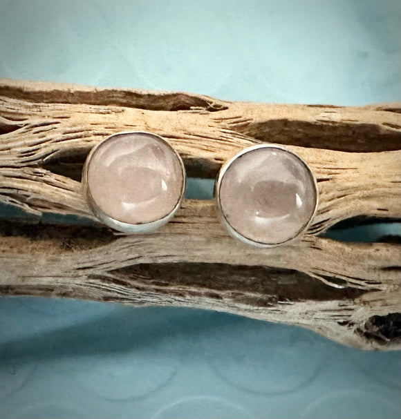 Rose Quartz Post Earrings by Karen Gilbert