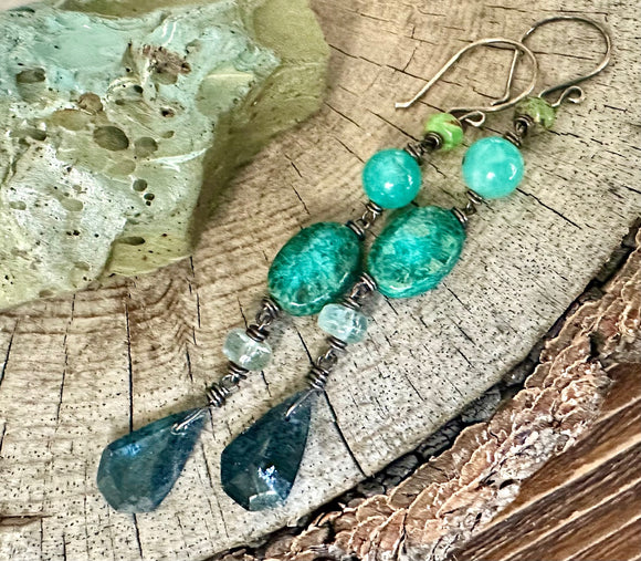 Blue and Green Earrings by Karen Gilbert