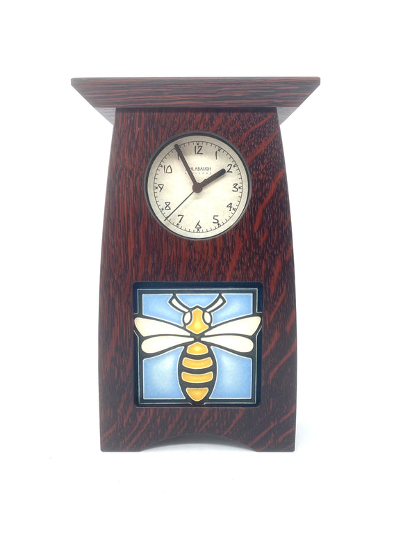 Arts and Crafts Tile Clock - Oak/Craftsman Oak by Schlabaugh & Sons