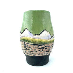 Raku 6.5" Mountain Vase by Chad Jerzak