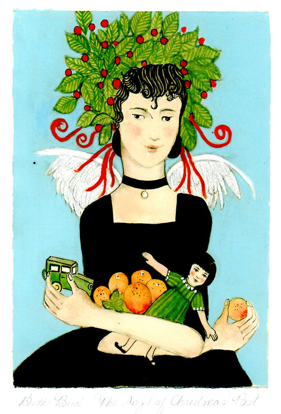 Angel of Christmas Past Greeting Card by Beth Bird