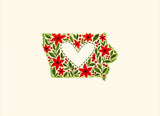 State of Iowa Poinsettia Holiday Greeting Card by Sweet Julie Marie
