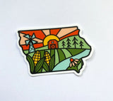 Iowa Line Drawing Sticker by Bottlebrush Graphics