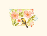 Iowa Goldfinch and Wild Rose Greeting Card by Sweet Julie Marie