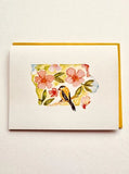 Iowa Goldfinch and Wild Rose Greeting Card by Sweet Julie Marie