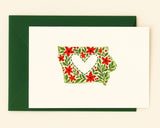 State of Iowa Poinsettia Holiday Greeting Card by Sweet Julie Marie