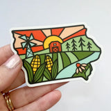 Iowa Line Drawing Sticker by Bottlebrush Graphics