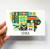 Iowa Quilt Design Postcard by Bottlebrush Graphics