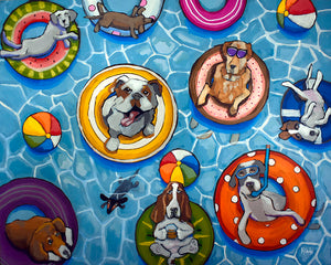 It's a Pool Party Blank Greeting Card by David Hinds