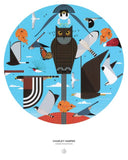 Charley Harper: Hawk Mountain 500-Piece Circular Jigsaw Puzzle