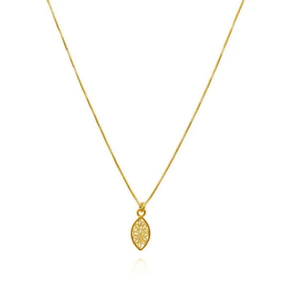 Josephine Small Gold Filigree Necklace by Olmox Fine Filigree Jewelry