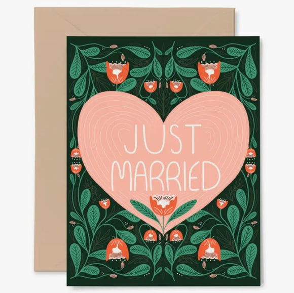 Just Married Greeting Card by Gingiber