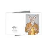 A Little Knitting Coyote Card by Burdock & Bramble