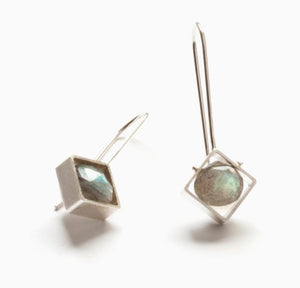 Mini Diagonal Square Earrings by Ashka Dymel