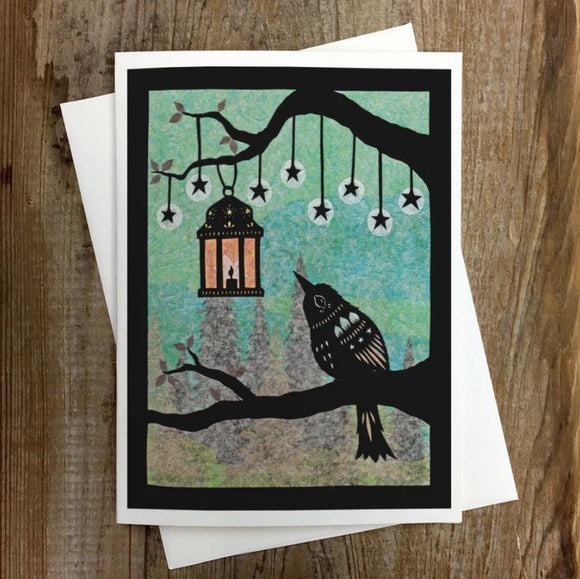 Lantern in the Mist Greeting Card by Angie Pickman