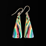 Large Fan Composite Featherwood Earrings #1103 by Buzz Coren