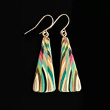 Large Fan Composite Featherwood Earrings #1103 by Buzz Coren