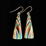 Large Fan Composite Featherwood Earrings #1103 by Buzz Coren
