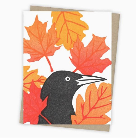 Leaf Peeper Grackle Card by Burdock & Bramble
