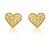 Little Heart Stud Gold Filigree Earrings by Olmox Fine Filigree Jewerly