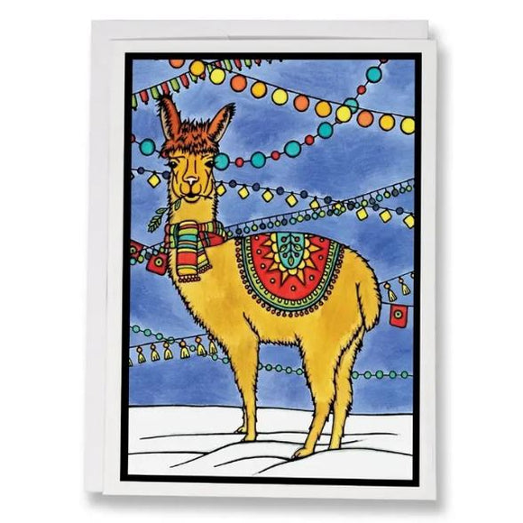Holiday Llama Greeting Card by Sarah Angst