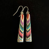 Long Triangle Featherwood Earrings #902 by Buzz Coren