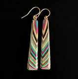 Long Triangle Featherwood Earrings #902 by Buzz Coren