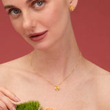 Lotus Small Gold Filigree Necklace by Olmox Fine Filigree Jewelry