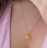 Lotus Small Gold Filigree Necklace by Olmox Fine Filigree Jewelry