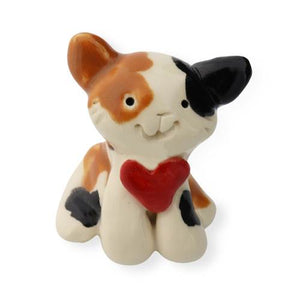 Calico "Love Kitty" Cat Ceramic "Little Guy" by Cindy Pacileo
