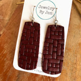 LG Bar Earrings: Maroon Weave by Jewelry By Jen