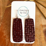 LG Bar Earrings: Maroon Weave by Jewelry By Jen