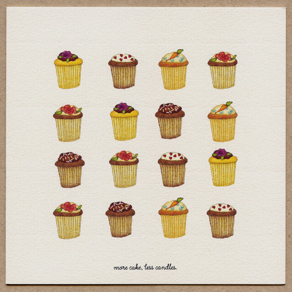 More Cake, Less Candles Birthday Greeting Card by Beth Mueller
