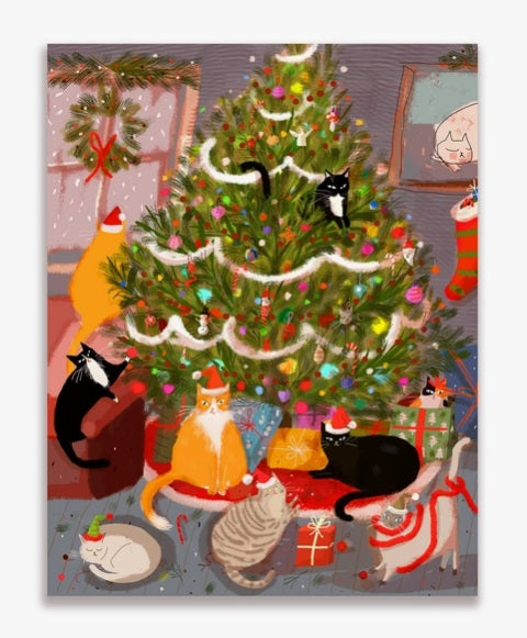 Meowy Christmas Cat Greeting Card by Jamie Shelman