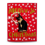Meowy Christmas Cat Ornament and Greeting Card by Snowmade