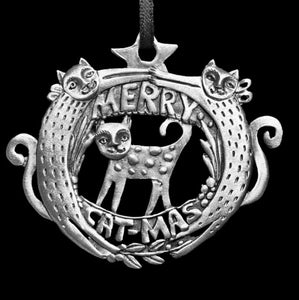 Merry Catmas Ornament by Leandra Drumm Designs