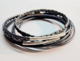 Metallic Silver - Braided Leather Wrap Bracelet by City Wraps Leather