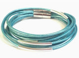 Metallic Turquoise - Original Leather Wrap Bracelet by City Wraps Leather