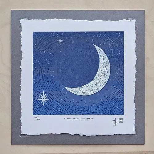 Moon: Midnight Crescent Silkscreen Print by Allison and Jonathan Metzger