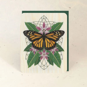 Monarch and Milkweed Wood Greeting Card by Little Gold Fox Designs