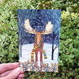 Holiday Moose Postcard by Sarah Angst