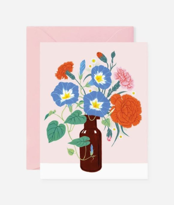 Morning Glory Vase Greeting Card by Oana Befort
