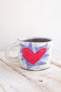 Flaming Heart - Violet Mug by ZPots