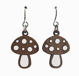 Twig Mushroom Lasercut Wood Earrings by Woodcutts