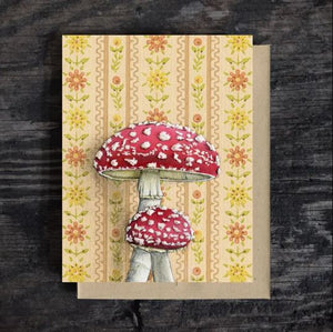 Toadstool Mushroom Blank Greeting Card by Emily Uchytil