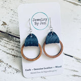 Wood Hoop Earrings: Navy Braided by Jewelry By Jen