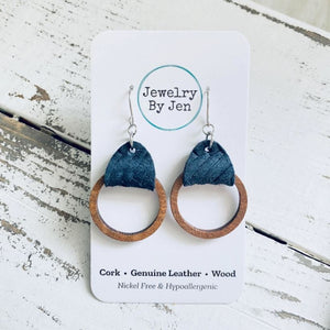 Wood Hoop Earrings: Navy Braided by Jewelry By Jen